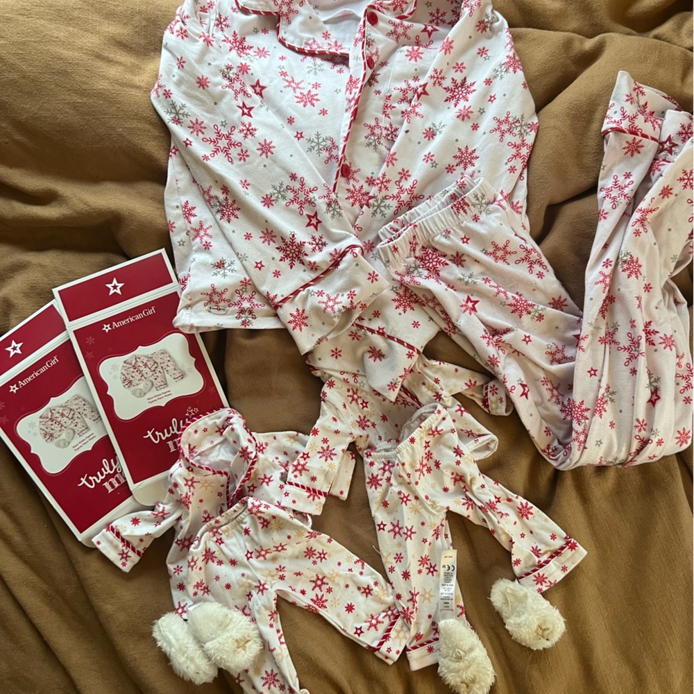 American Girl pj set- 2 for dolls, 1 for child